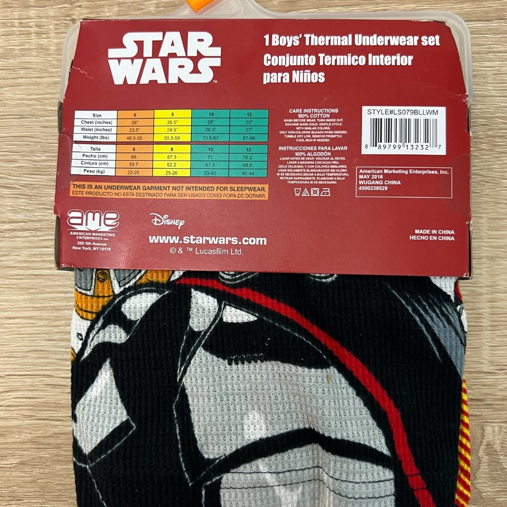 Star Wars Boys' Thermal Underwear Set Black Size 6 - Picture 5 of 5